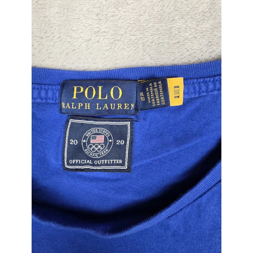 Polo Ralph Lauren Pocket T-Shirt Mens XL Blue 2020 US Olympic Team Faded